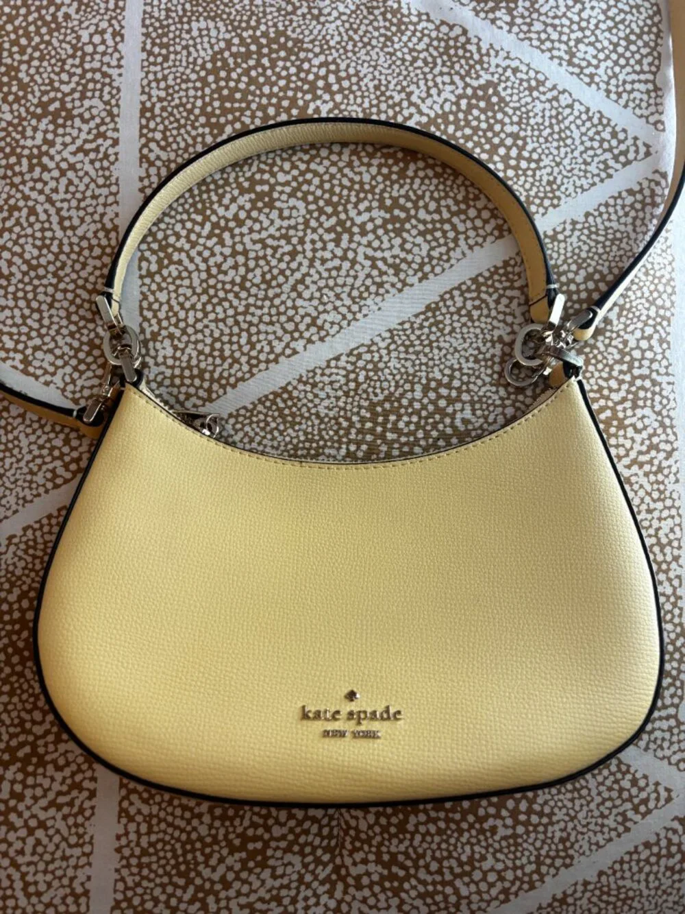 kate spade Yellow Pebbled Leather Crescent Shoulder Bag w/ Adjustable Strap